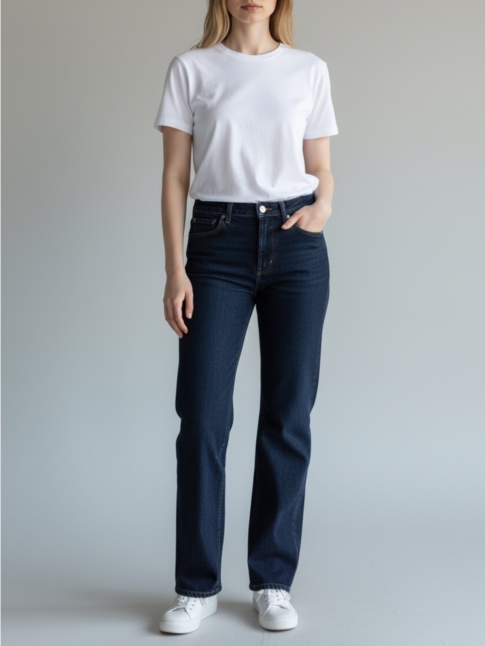 Goldsign womens wide leg jeans blue size 27 high rise classic relaxed fit